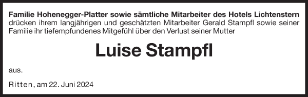 Traueranzeige von Luise Stampfl von Dolomiten