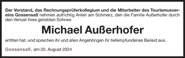 Traueranzeige von Michael Außerhofer von Dolomiten