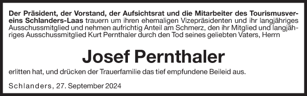 Traueranzeige von Josef Pernthaler von Dolomiten