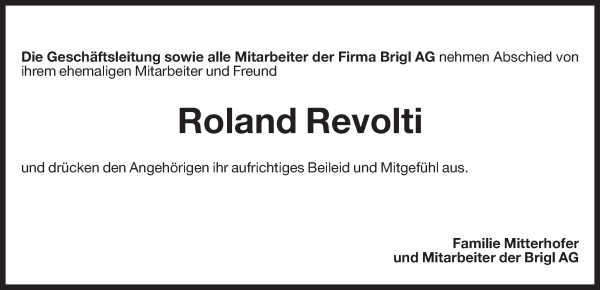 Traueranzeige von Roland Revolti von Dolomiten