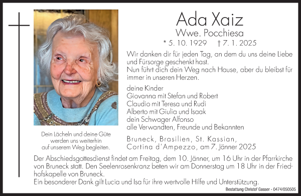 Traueranzeige von Ada Pocchiesa von Dolomiten