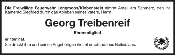 Traueranzeige von Georg Treibenreif von Dolomiten