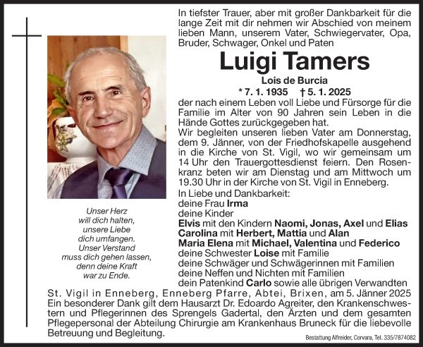 Traueranzeige von Luigi Tamers von Dolomiten