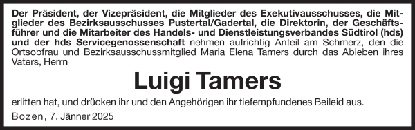 Traueranzeige von Luigi Tamers von Dolomiten