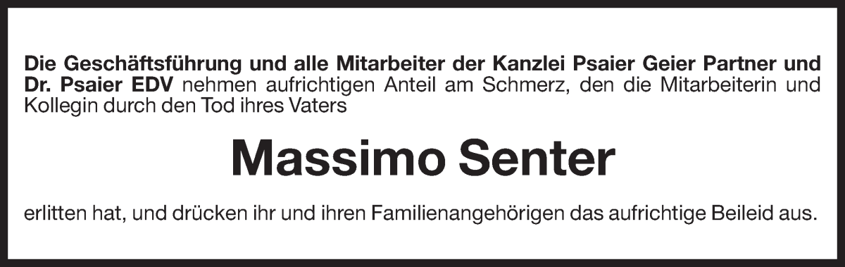  Traueranzeige für Massimo Senter vom 03.01.2025 aus Dolomiten