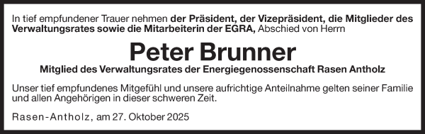 Traueranzeige von Peter Brunner von Dolomiten