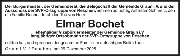 Traueranzeige von Elmar Bochet von Dolomiten
