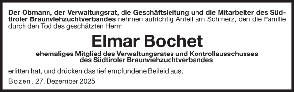 Traueranzeige von Elmar Bochet von Dolomiten