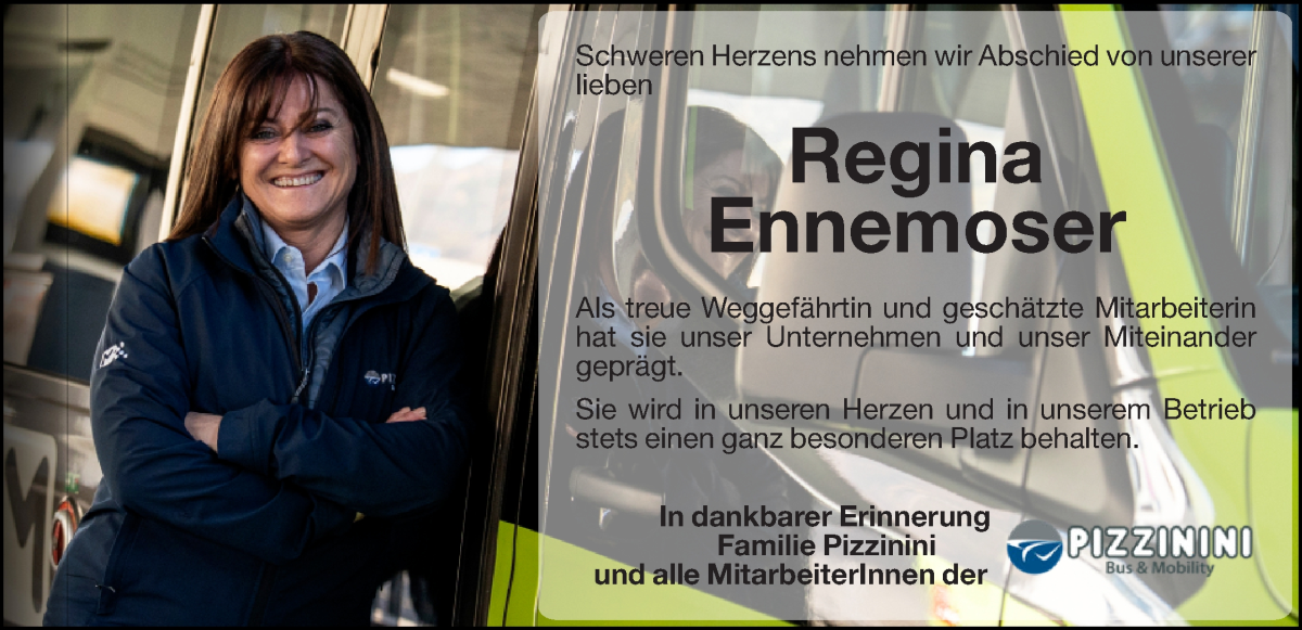  Traueranzeige für Regina Ennemoser vom 27.12.2025 aus Dolomiten