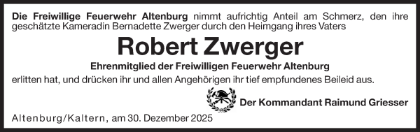 Traueranzeige von Robert Zwerger von Dolomiten