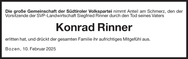 Traueranzeige von Konrad Rinner von Dolomiten