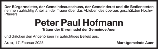 Traueranzeige von Peter Paul Hofmann von Dolomiten