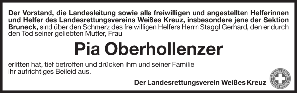 Traueranzeige von Pia Staggl von Dolomiten