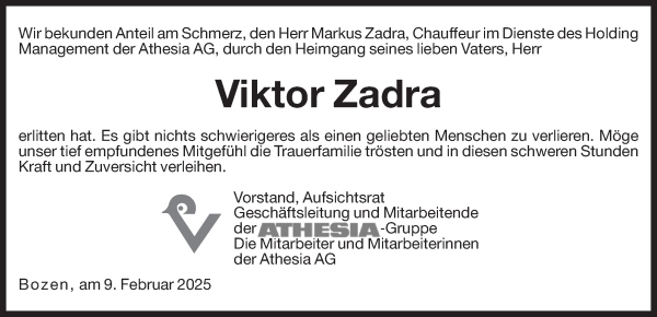 Traueranzeige von Viktor Zadra von Dolomiten