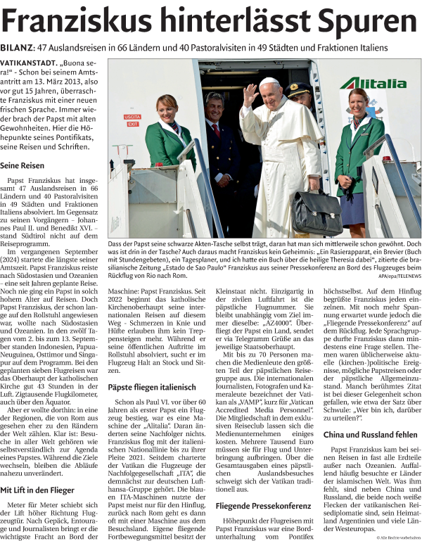 Traueranzeige von Papst Franziskus  von Dolomiten