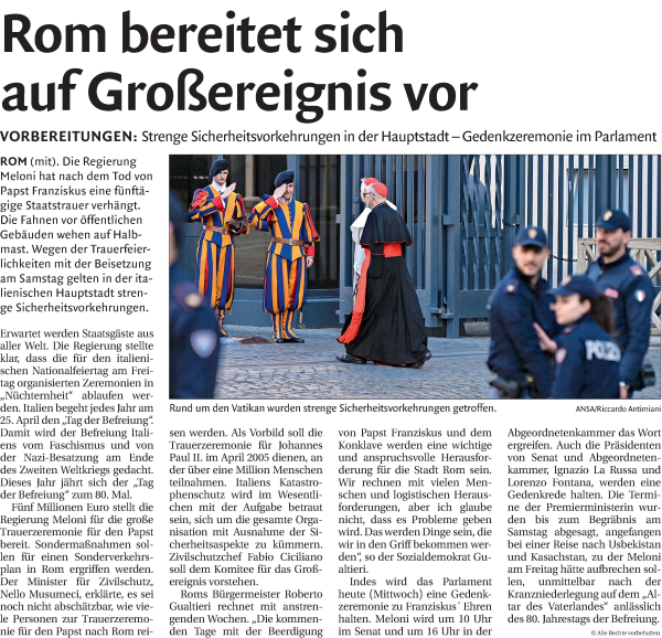 Traueranzeige von Papst Franziskus  von Dolomiten