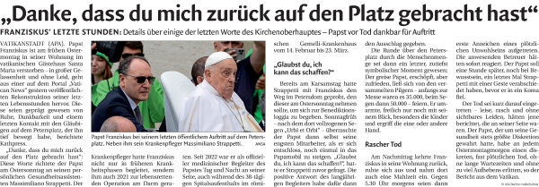 Traueranzeige von Papst Franziskus  von Dolomiten