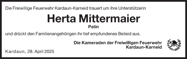 Traueranzeige von Herta Mittermaier von Dolomiten