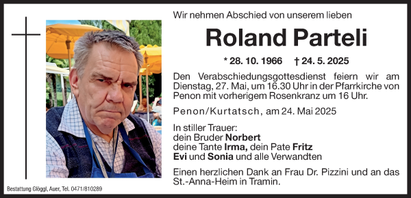Traueranzeige von Roland Parteli von Dolomiten