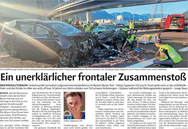 Traueranzeige von Tobias Tappeiner von Dolomiten