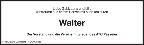 Traueranzeige von Walter Marth von Dolomiten