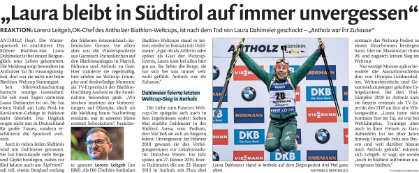 Traueranzeige von Laura Dahlmeier von Dolomiten