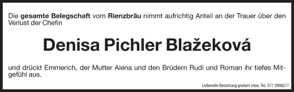 Traueranzeige von Denisa Pichler von Dolomiten