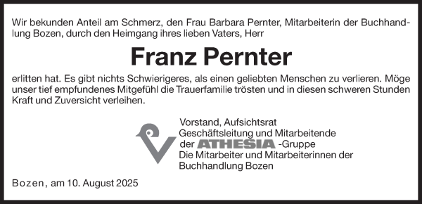 Traueranzeige von Franz Pernter von Dolomiten