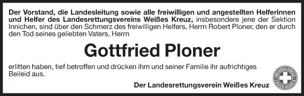 Traueranzeige von Gottfried Ploner von Dolomiten