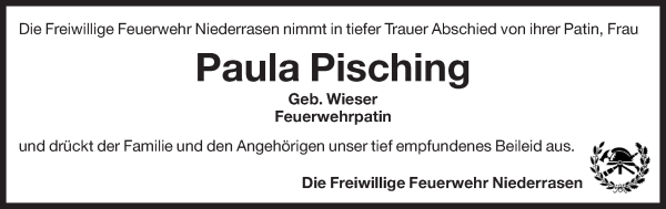 Traueranzeige von Paula Pisching von Dolomiten