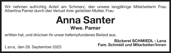 Traueranzeige von Anna Pamer von Dolomiten