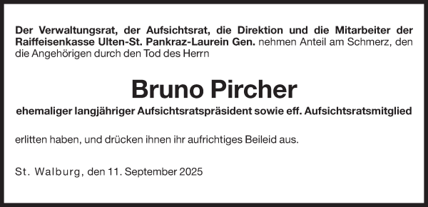 Traueranzeige von Bruno Pircher von Dolomiten