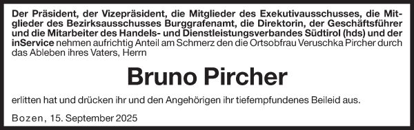 Traueranzeige von Bruno Pircher von Dolomiten