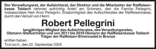 Traueranzeige von Robert Pellegrini von Dolomiten