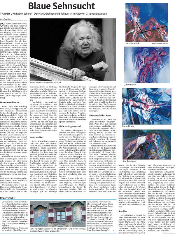 Traueranzeige von Robert Scherer von Dolomiten