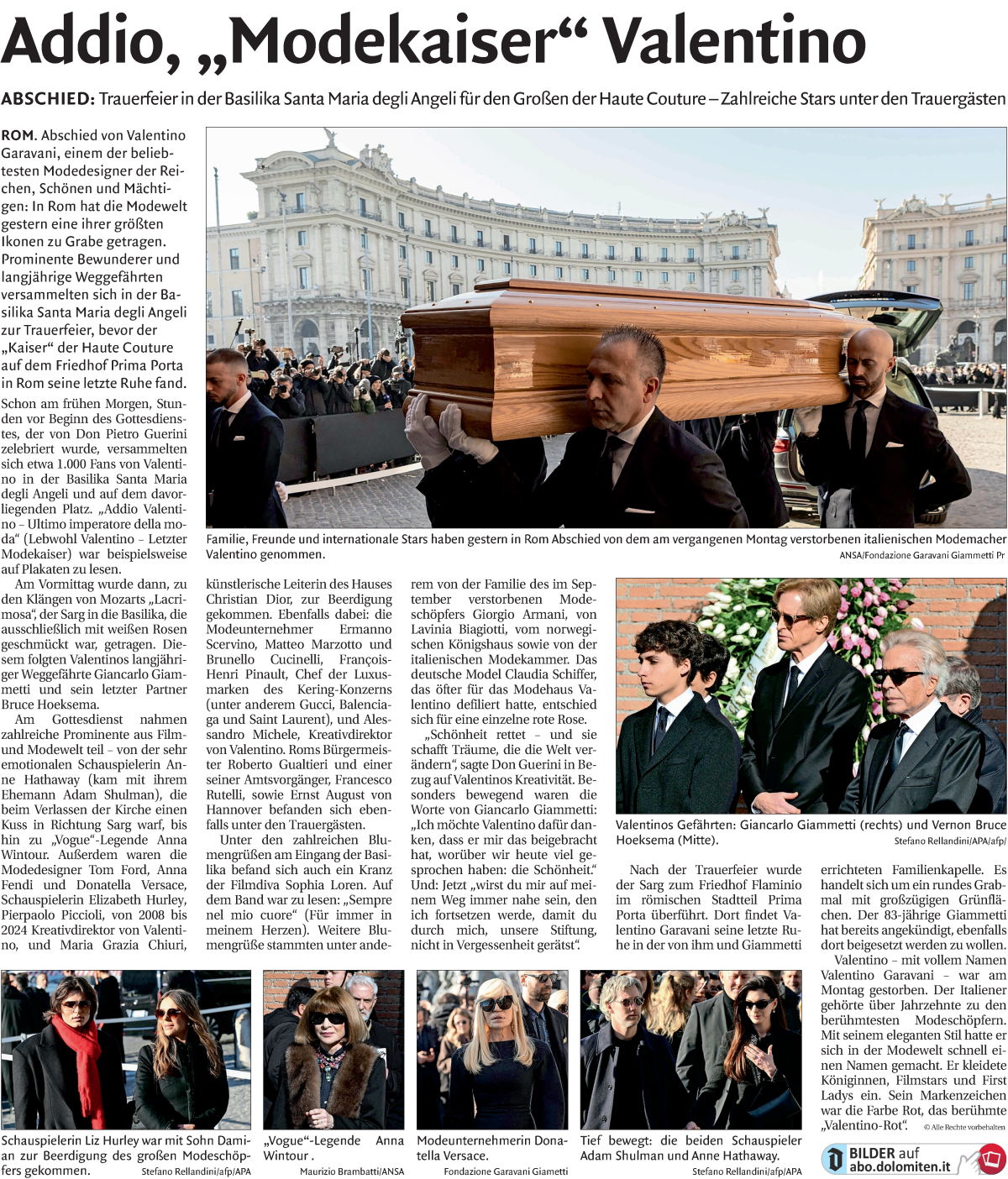  Traueranzeige für Valentino Garavani vom 24.01.2026 aus Dolomiten