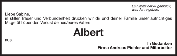 Traueranzeige von Albert Matzneller von Dolomiten