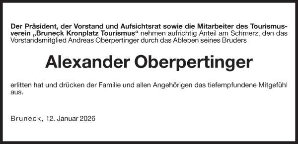 Traueranzeige von Alexander Oberpertinger von Dolomiten