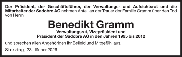 Traueranzeige von Benedikt Gramm von Dolomiten