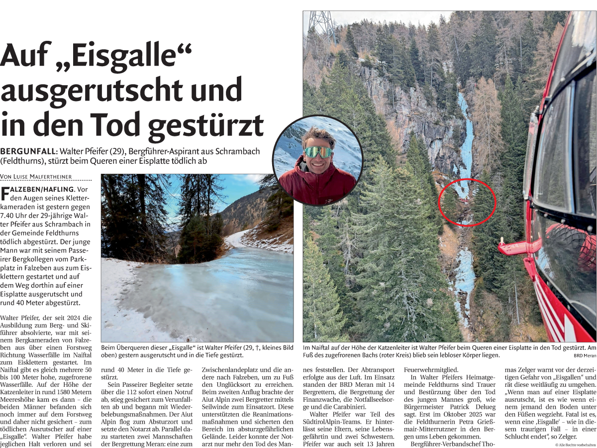  Traueranzeige für Walter Pfeifer vom 24.01.2026 aus Dolomiten