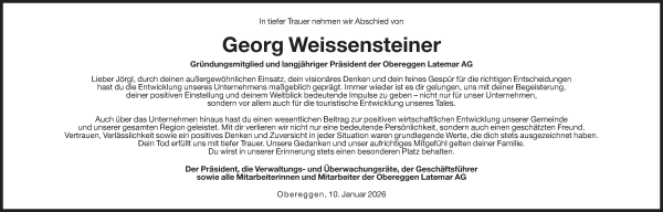 Traueranzeige von Georg Weissensteiner von Dolomiten