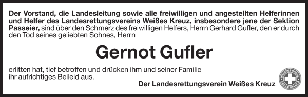 Traueranzeige von Gernot Gufler von Dolomiten