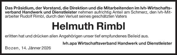 Traueranzeige von Helmuth Rimbl von Dolomiten