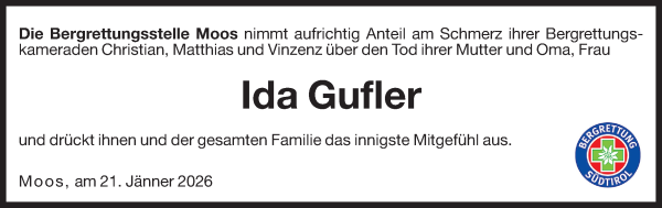 Traueranzeige von Ida Gufler von Dolomiten