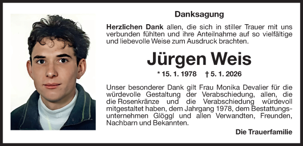 Traueranzeige von Jürgen Weis von Dolomiten