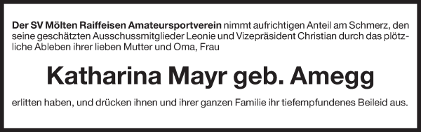 Traueranzeige von Katharina Mayr von Dolomiten
