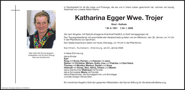 Traueranzeige von Katharina Trojer von Dolomiten