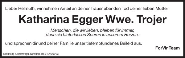 Traueranzeige von Katharina Trojer von Dolomiten