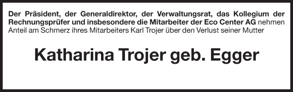 Traueranzeige von Katharina Trojer von Dolomiten