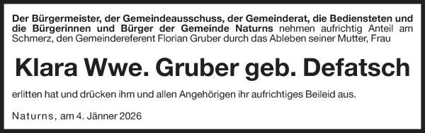 Traueranzeige von Klara Gruber von Dolomiten